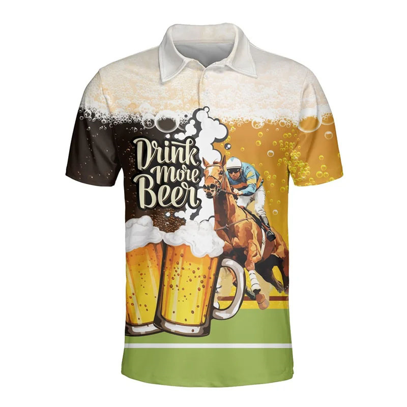 Polo Shirt Equestrian - 3d Geprint Hawaiiaans Bier Poloshirt Voor