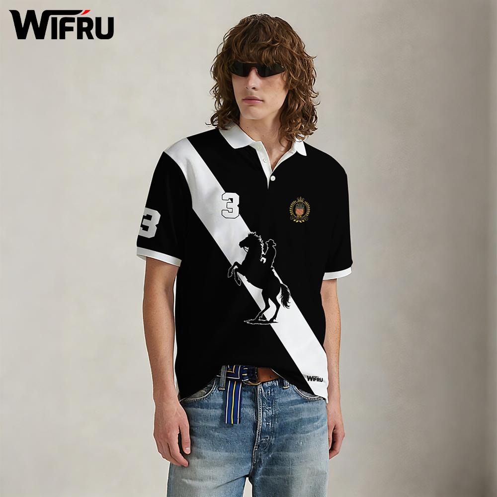 Polo Shirt Equestrian - Nieuw zwart-wit gestreept poloshirt voor heren