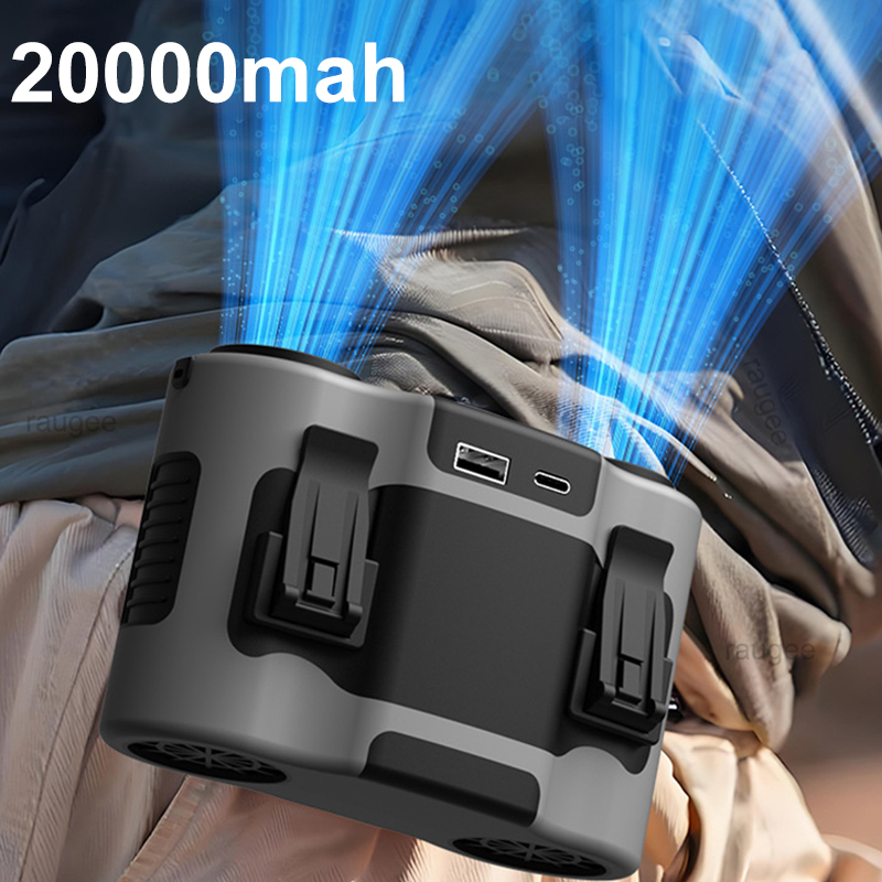 Outdoor Sport Outlet - 20000mAh tailleventilator, draagbare clipventilator met dubbele