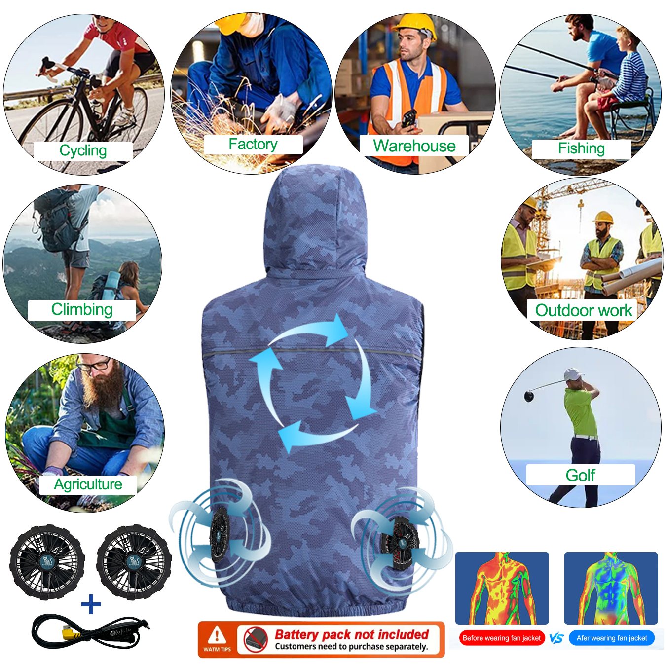 Zomersport 12V/5V ventilator a - Outdoor Sport Brand Jacket recensie en prijs